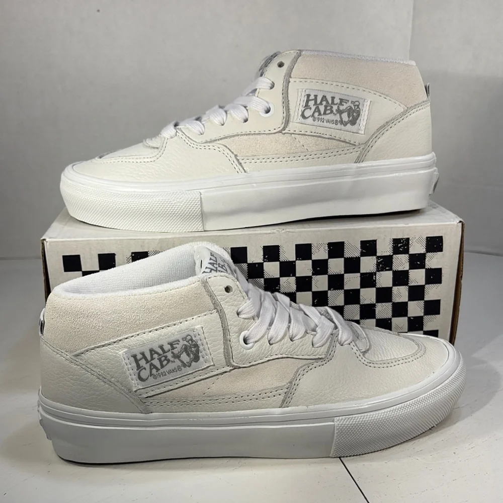 NWT Vans Skate Half Cab White Leather with Suede Trim Women’s 6.5 - Picture 1 of 10